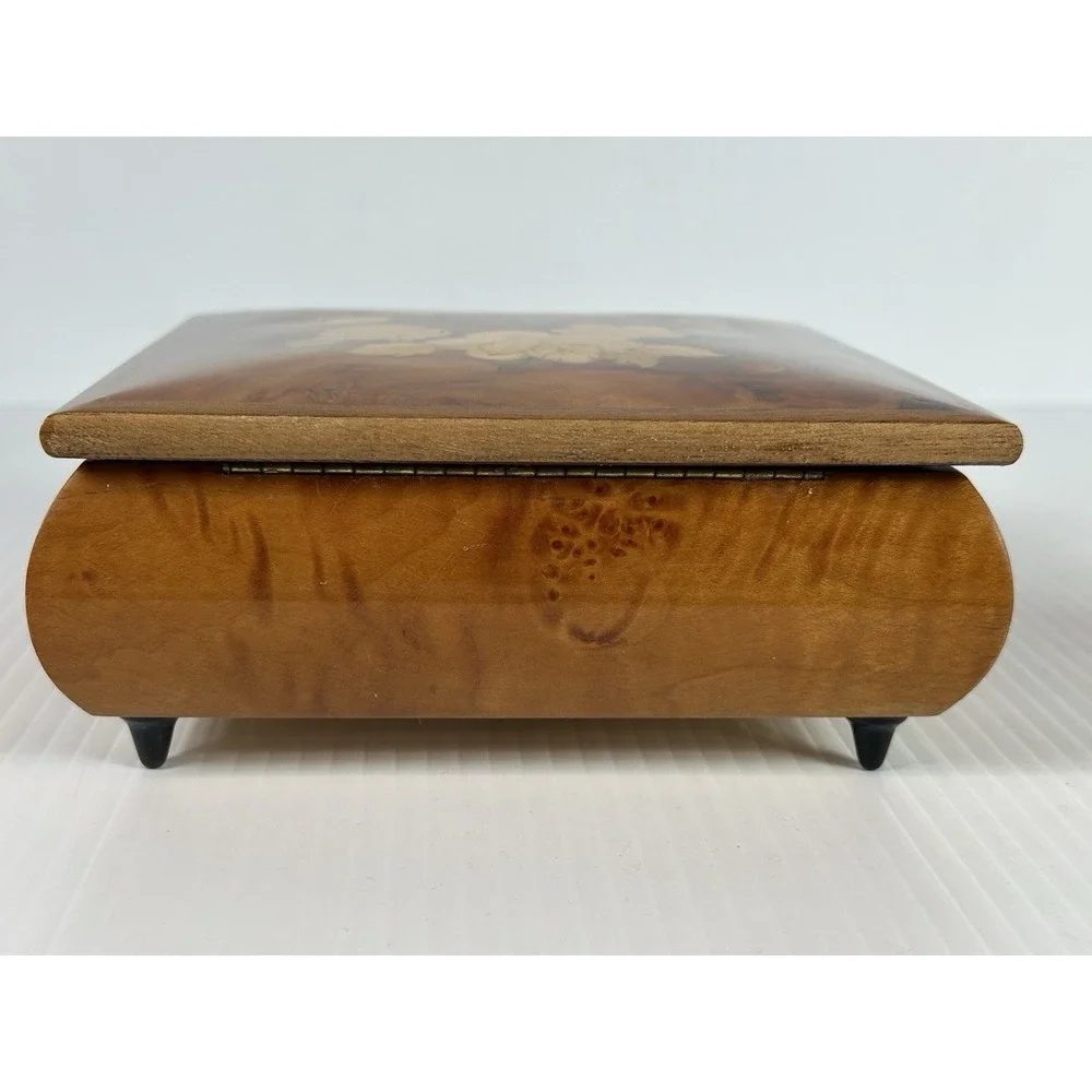 Italian Inlaid Wooden Marquetry Music Box Music Box Dancer Pasquale Capra Co USA